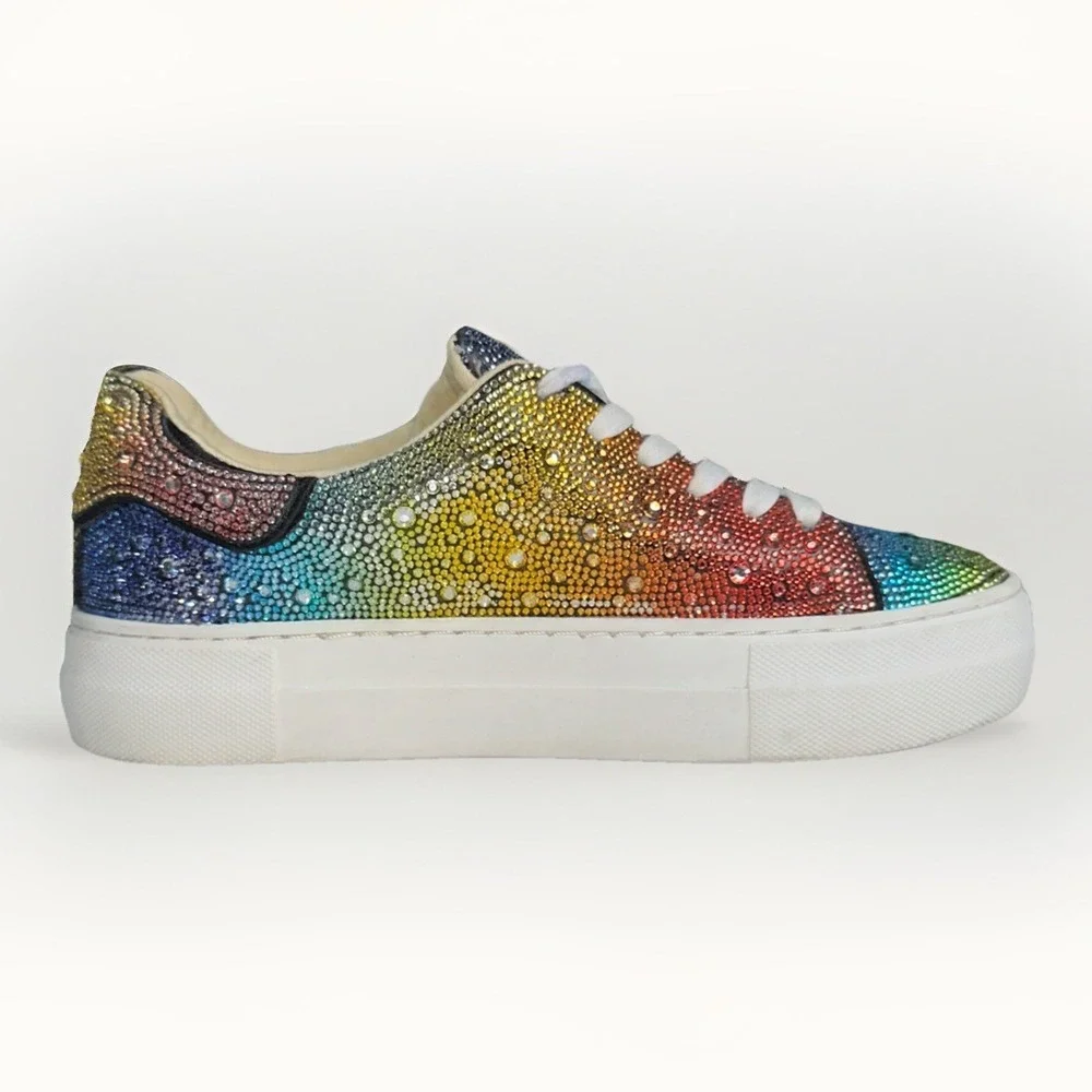 Betsey Johnson Sidny Over The Rainbow Rhinestone Sneakers 6.5M (Fits My 7.5)